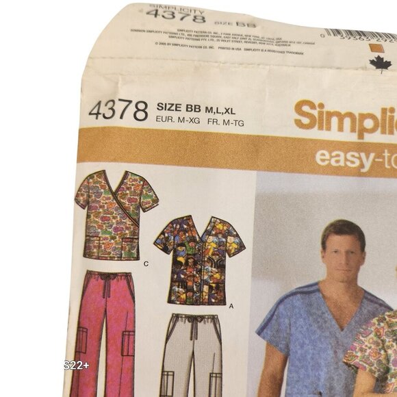 Simplicity 4378 Scrubs Sewing Pattern For Men & Women Size M-XL Easy To Sew Tops - Picture 4 of 9
